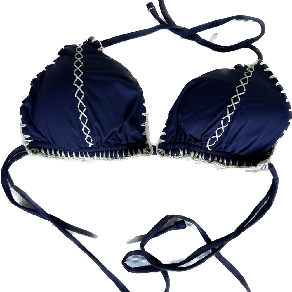 Bikini blue top | boho | padded | crochet